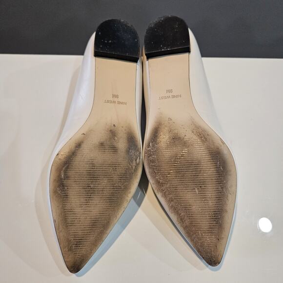 Nine West Womens 9M Flats Loafers Pointed Toe Cream Ivory Leather Upper - Picture 9 of 10